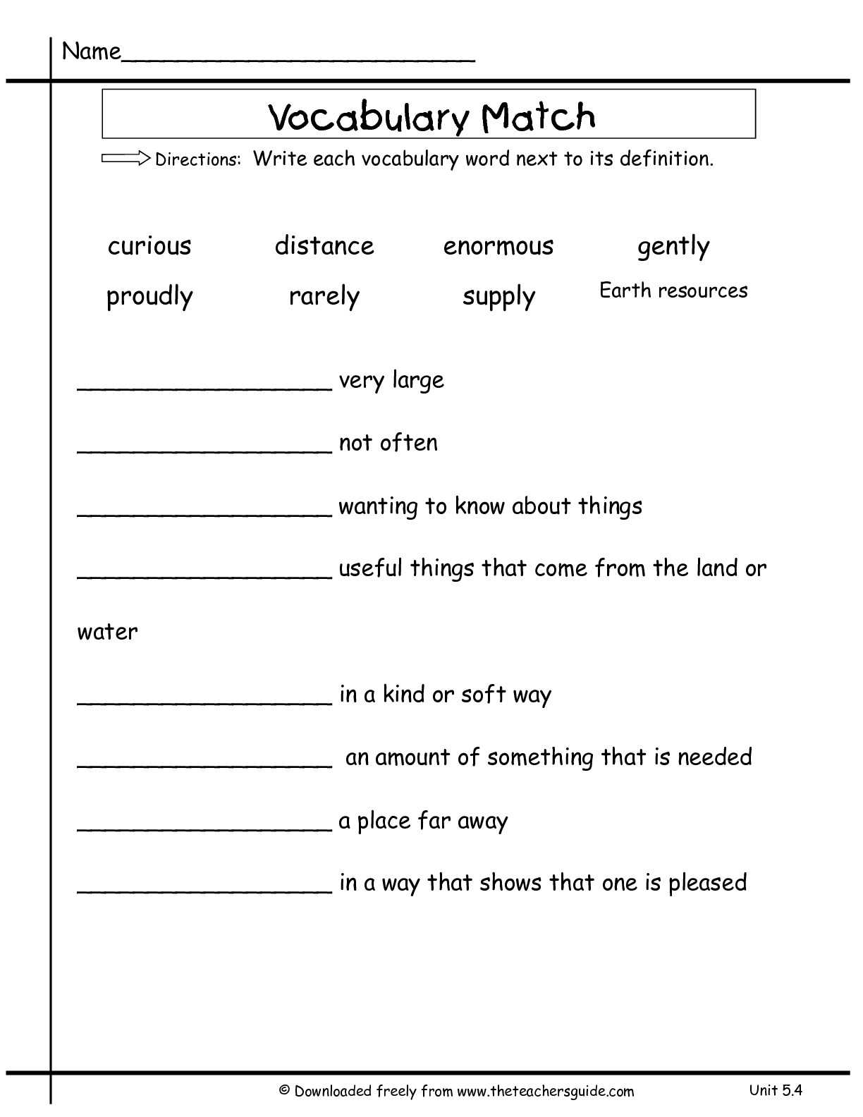 Wonders Second Grade Unit Five Week Four Printouts Within Vocabulary Words Worksheet Template