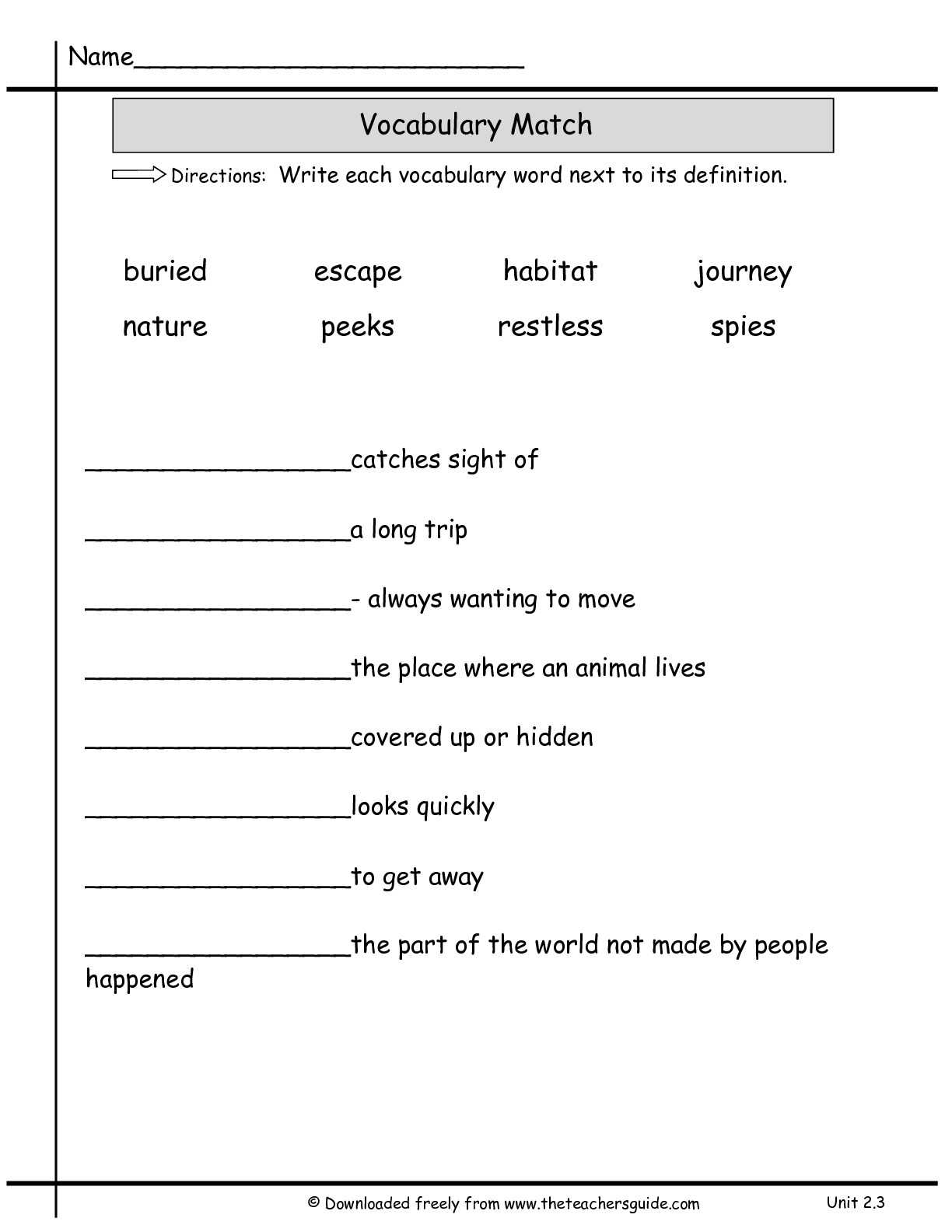 Wonders Second Grade Unit Two Week Three Printouts Intended For Vocabulary Words Worksheet Template