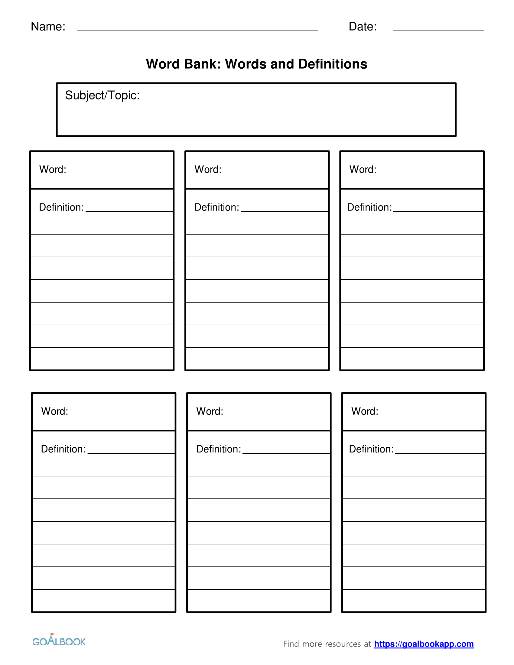 Word Bank | Udl Strategies – Goalbook Toolkit Pertaining To Personal Word Wall Template