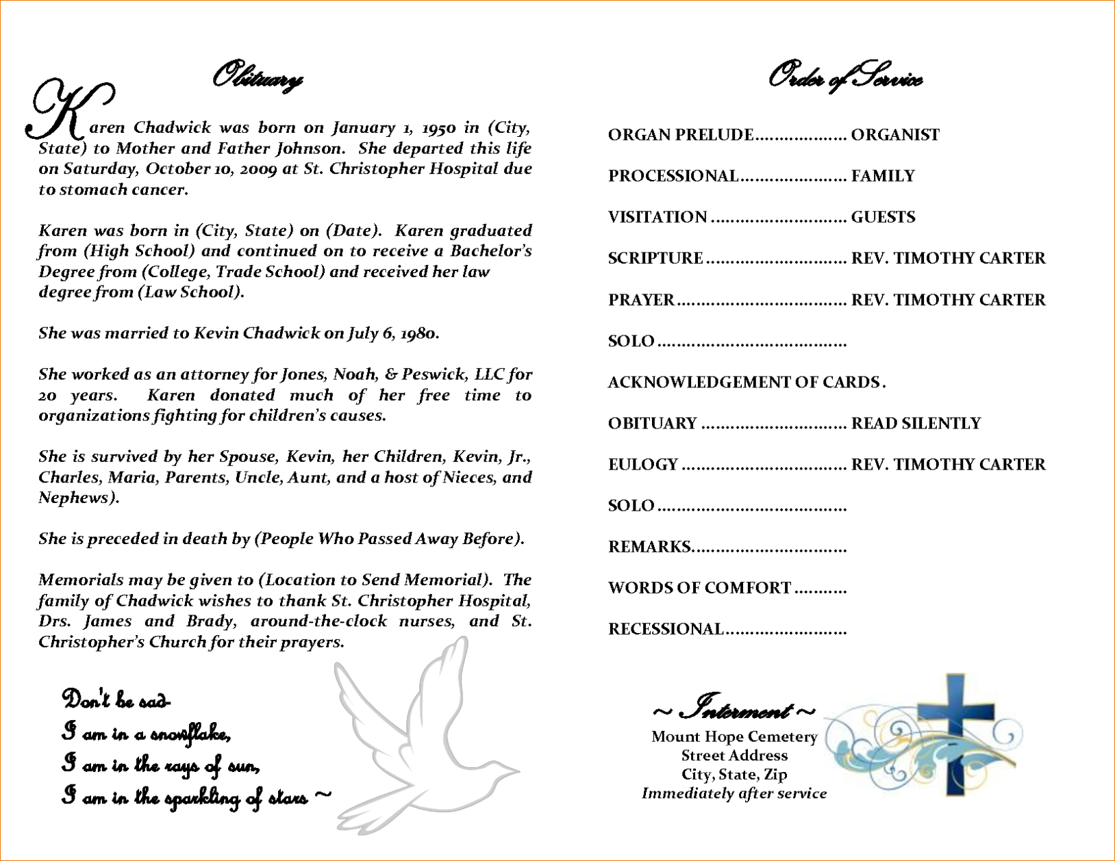 Word Obituary Template – Mahre.horizonconsulting.co For Obituary Template Word Document