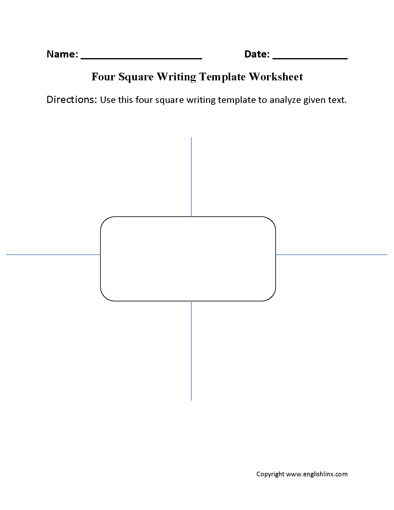 Writing Template Worksheets | Four Square Writing Template Regarding Blank Four Square Writing Template